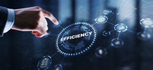man pressing high tech efficiency button