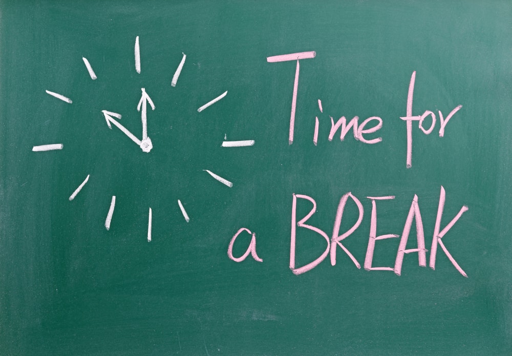 Time for a break written on chalk board