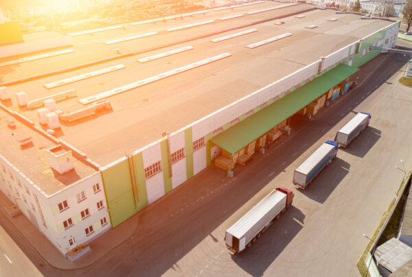 Trucks waiting at warehouse