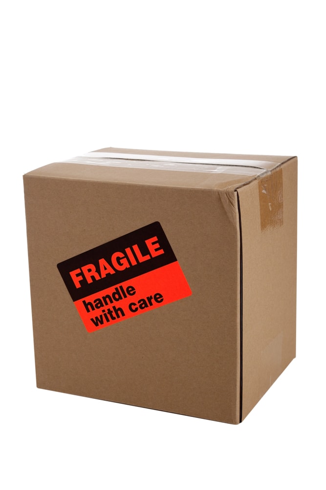 Box that says fragile handle with care