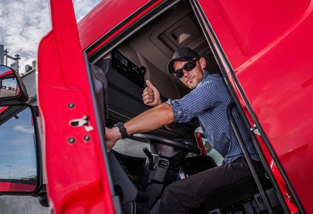 A happy truck driver