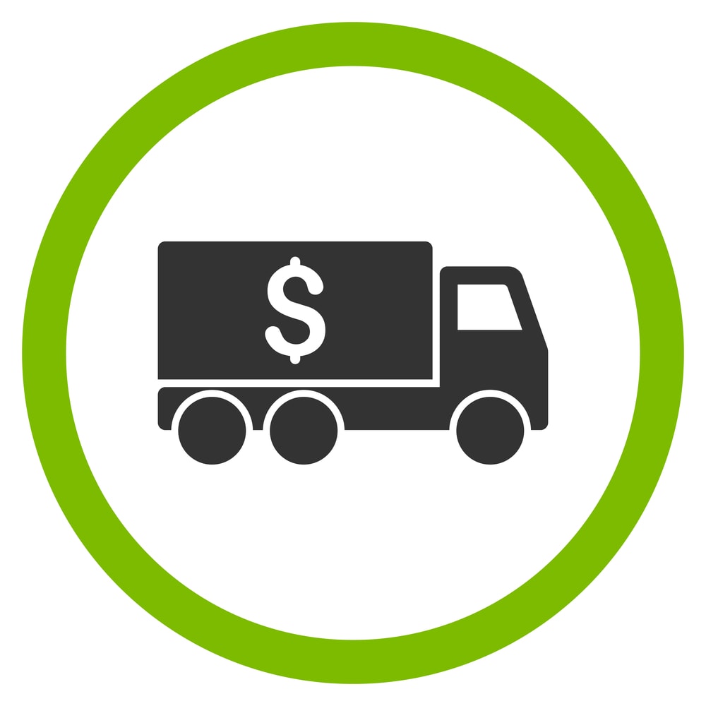 Delivery truck with dollar sign