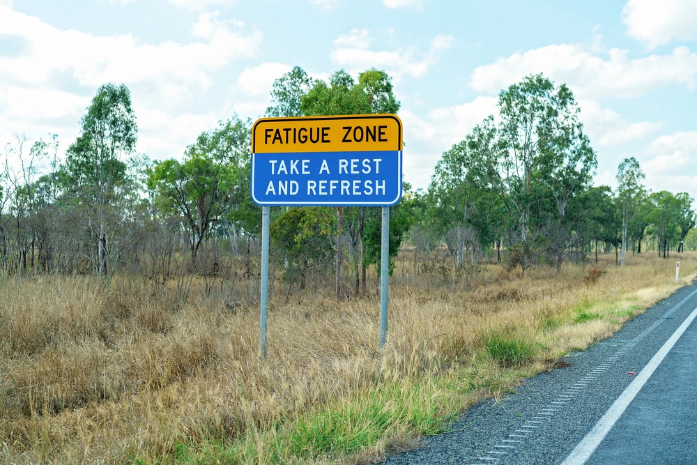 Sign warning about driver fatigue