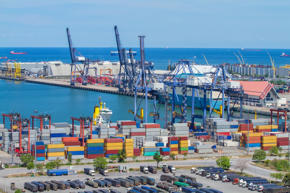 Shipping port in daylight