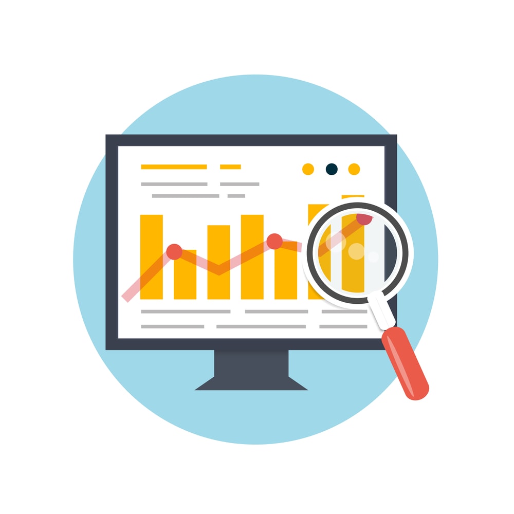 Image of a magnifying glass and data