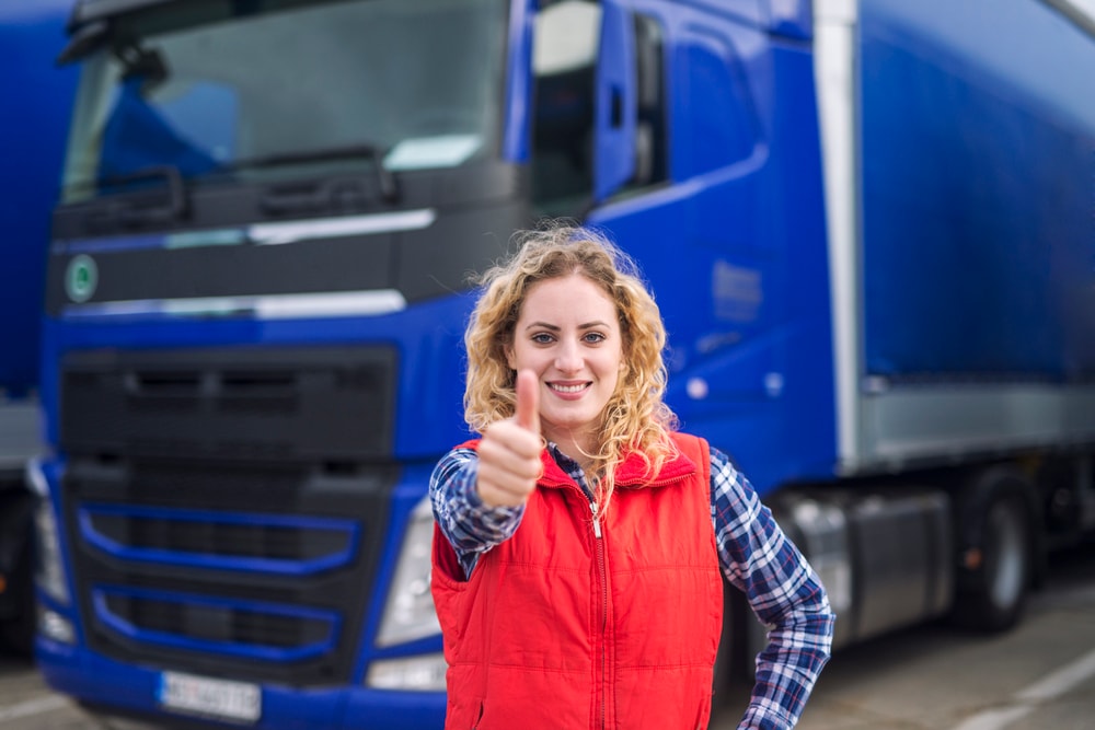 Trucker giving a thumbs up