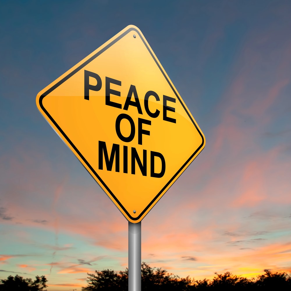 Road sign that says peace of mind