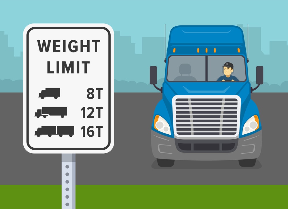 Image of a truck with weight limit sign