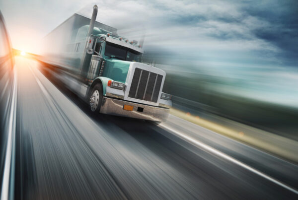 truck driving on the freeway