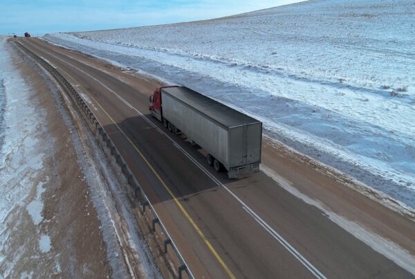 solo truck on snowy road