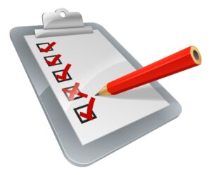 Checklist on clipboard