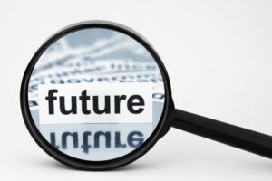 future through magnifying glass