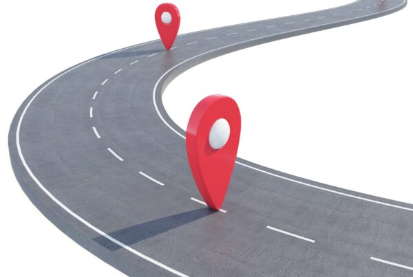location pins along road illustration