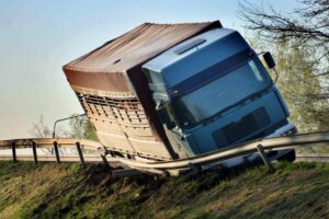 truck crashed into guard rail tired driver