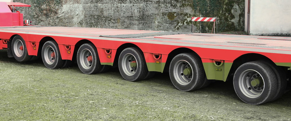 Truck with six pairs of wheels for exceptional transport