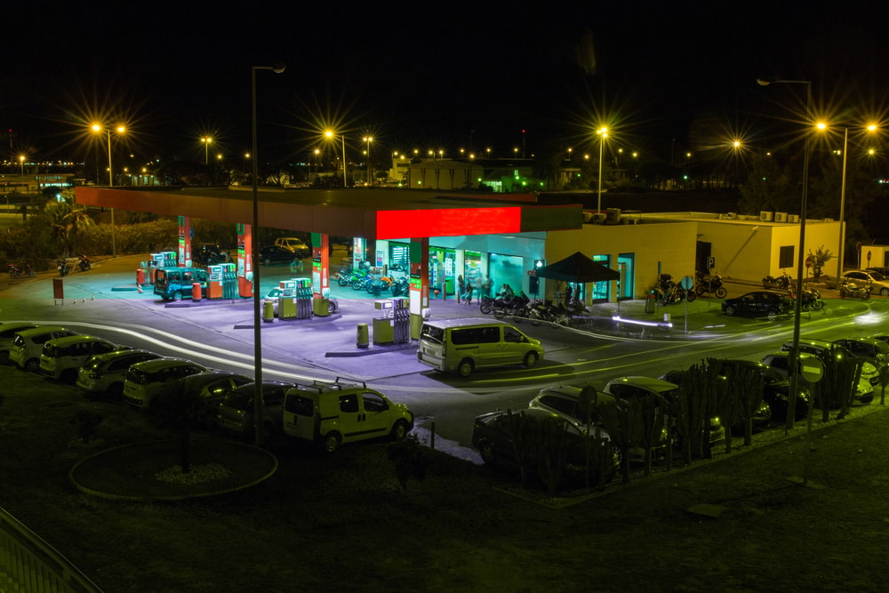 truck stop at night
